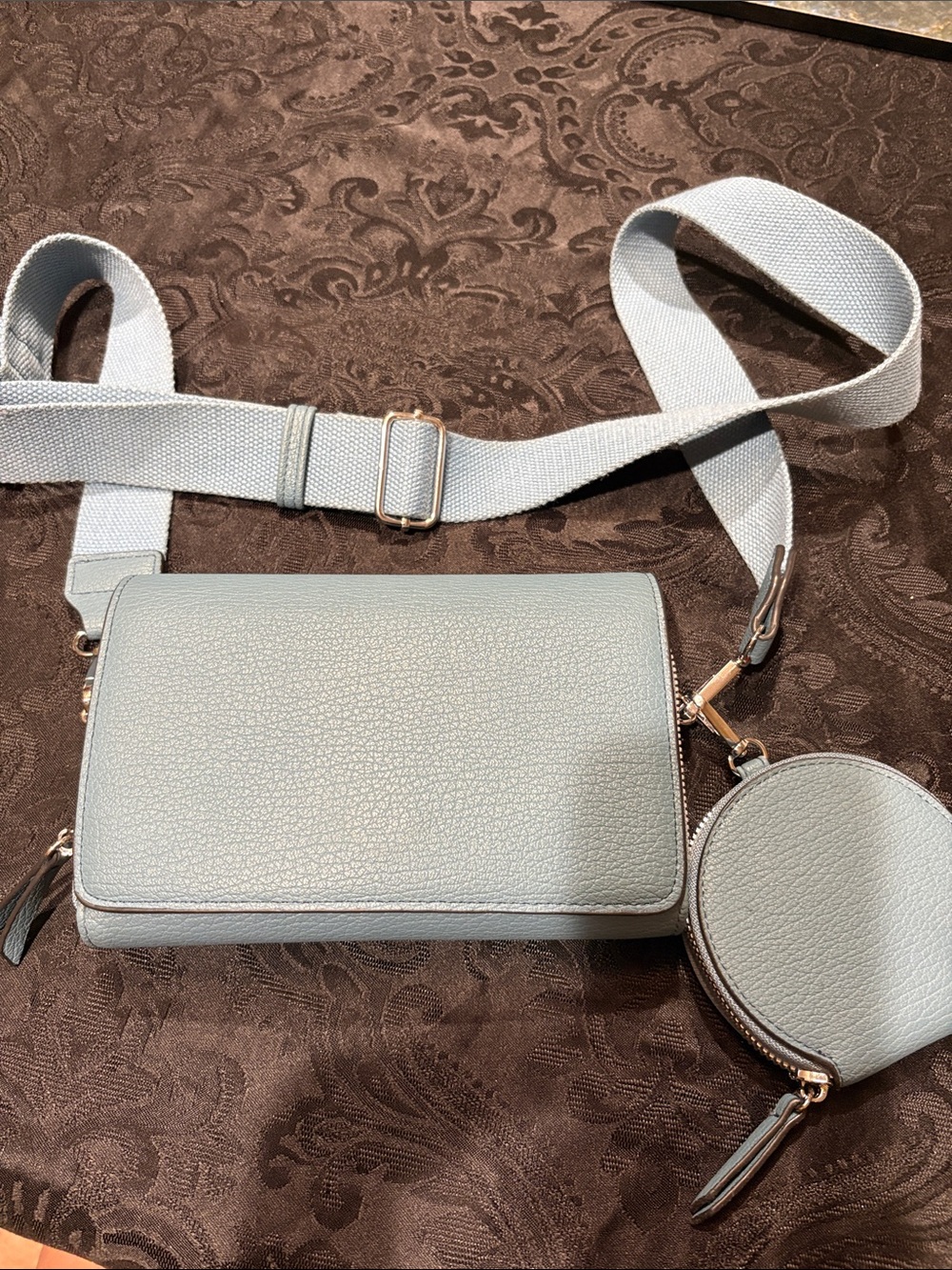 Blue Crossbody Bag with Removable Coin Pouch